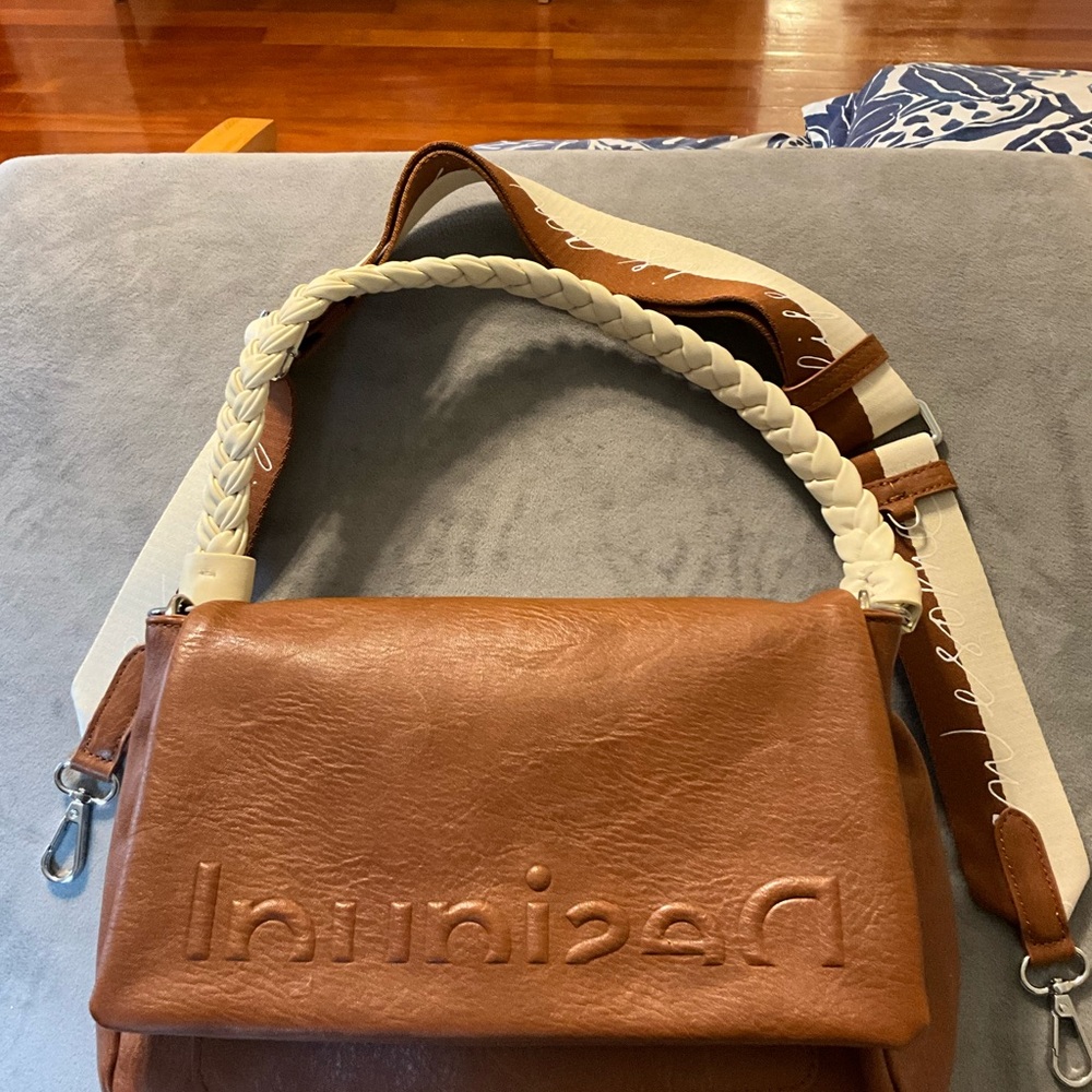 Leather handbag, made in Spain, two straps